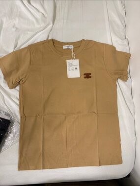 Banana Republic Camel Short Sleeve Tee with Chest Logo